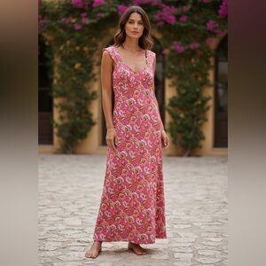 Vintage Y2K Jonathan Martin Maxi Dress Empire Waist Sleeveless Floral Paisley